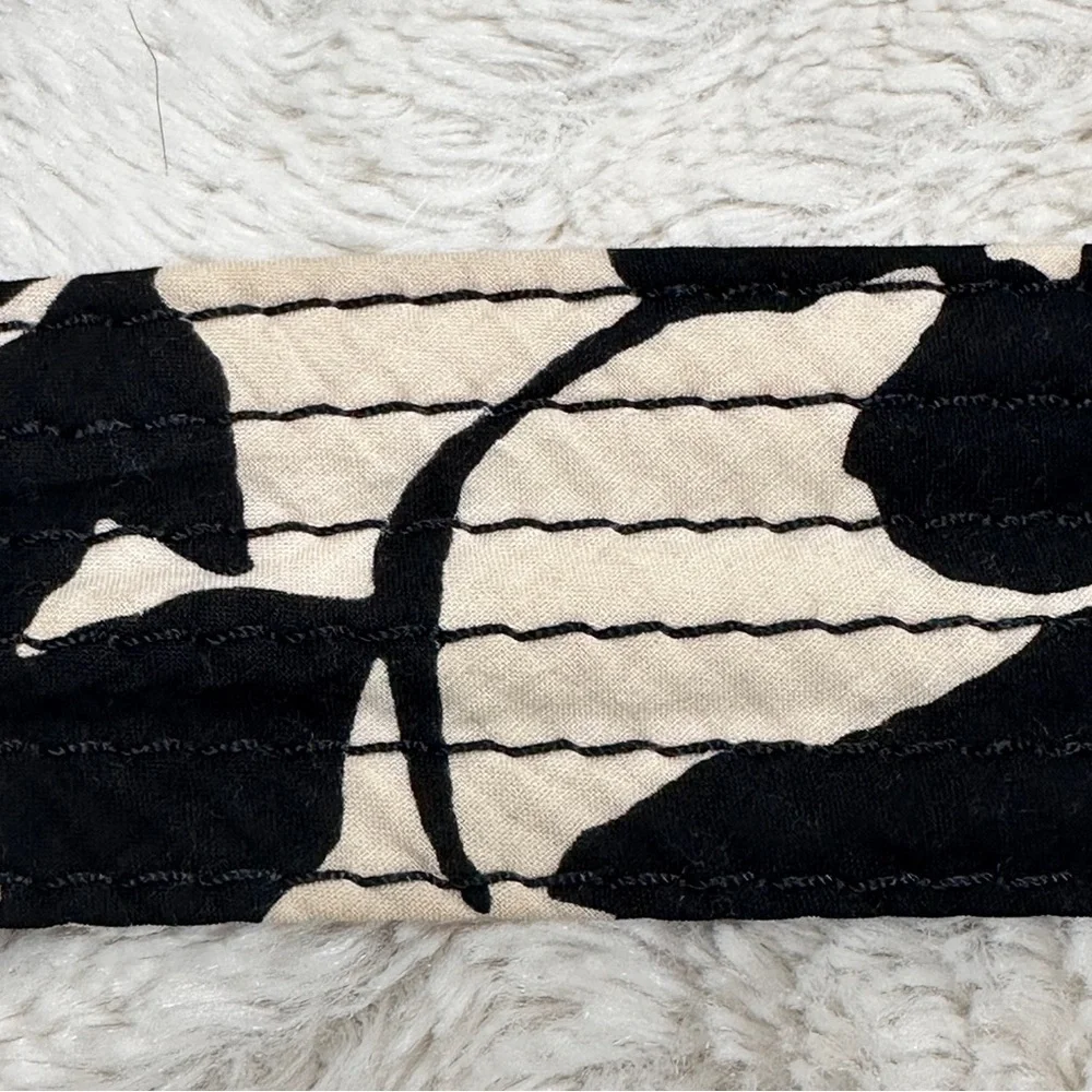 J.Crew Black and Cream Patterned Cotton  Belt, Metal Buckle, sz S/M EUC - Picture 5 of 8